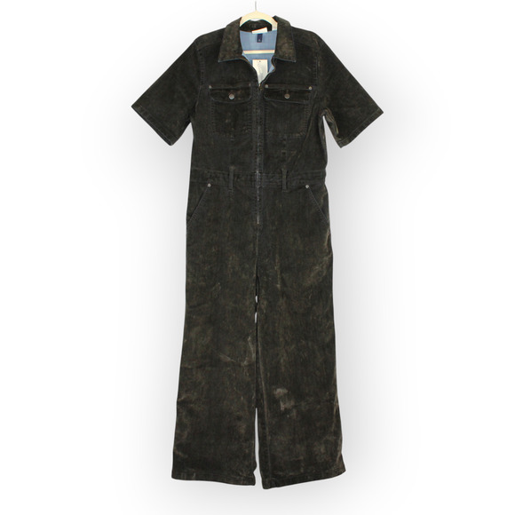 NEW 14 Universal Thread Jumpsuit Olive Zip Stretch Velvety Flocked Denim Stretch - Picture 13 of 16